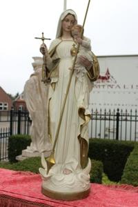 St. Mary With Child en Terra-Cotta polychrome, Belgium 19th century