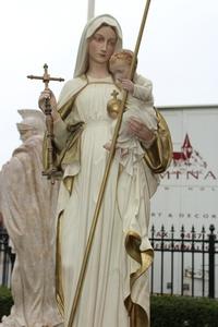 St. Mary With Child en Terra-Cotta polychrome, Belgium 19th century