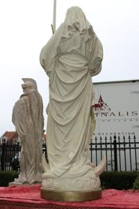 St. Mary With Child en Terra-Cotta polychrome, Belgium 19th century