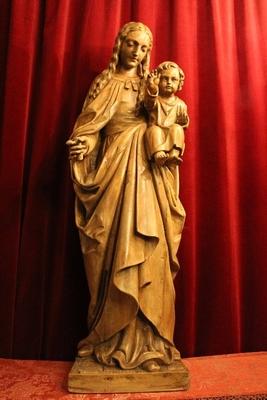 St. Mary With Child en hand-carved wood , Dutch 19th century ( anno 1835 )