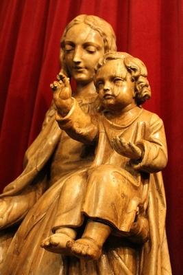 St. Mary With Child en hand-carved wood , Dutch 19th century ( anno 1835 )