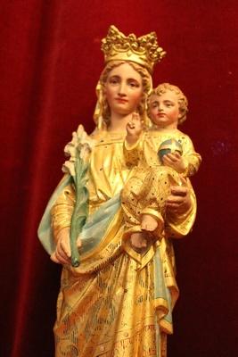 St. Mary With Child en Terra-Cotta polychrome, France 19th century