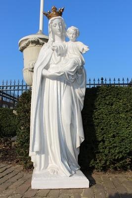 St. Mary With Child en plaster polychrome, Belgium 19th century