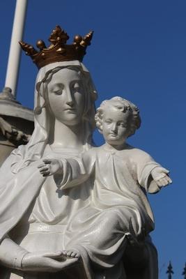 St. Mary With Child en plaster polychrome, Belgium 19th century