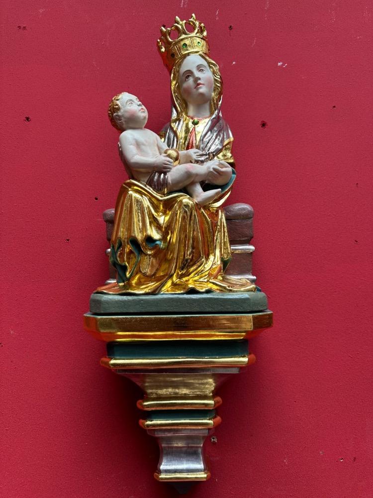 1  St. Mary With Child Sculpture With Hanging Pedestal.