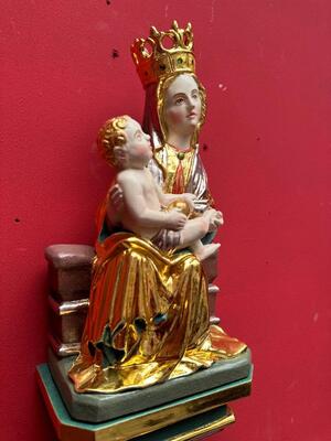 St. Mary With Child Sculpture With Hanging Pedestal. en Carved - Wood / Polychrome / Gold Leaf Covered, Southern Germany 20 th century