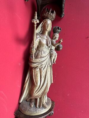 St. Mary With Child With Matching Pedestal And Baldachin en Fully Hand Carved - Wood, 18 th century