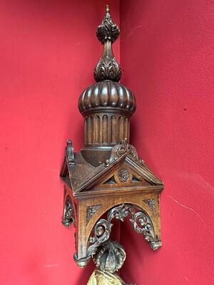 St. Mary With Child With Matching Pedestal And Baldachin en Fully Hand Carved - Wood, 18 th century