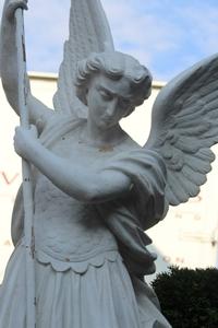 St. Michael Statue en Terra-Cotta, France 20th century