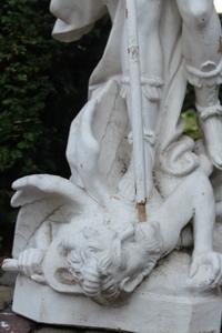 St. Michael Statue en Terra-Cotta, France 20th century