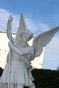 St. Michael Statue en Terra-Cotta, France 20th century