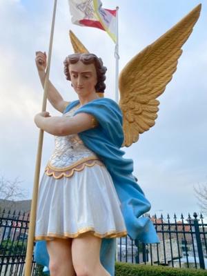 St. Michael Statue  en Terra - Cotta Polychrome, France 19 th century ( Anno 1865 )