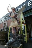 St. Michael Statue en plaster polychrome, France 19th century