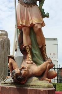 St. Michael Statue en plaster polychrome, France 19th century