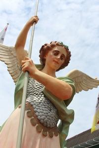 St. Michael Statue en plaster polychrome, France 19th century