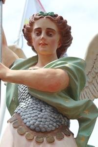 St. Michael Statue en plaster polychrome, France 19th century