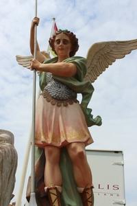 St. Michael Statue en plaster polychrome, France 19th century