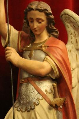 St. Michael Statue en plaster polychrome, France 19th century (anno 1875 )