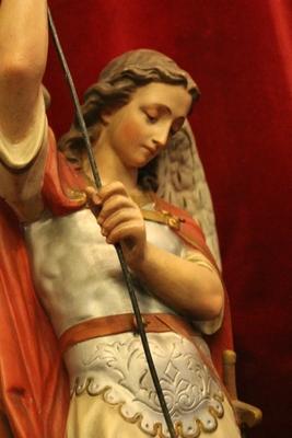 St. Michael Statue en plaster polychrome, France 19th century (anno 1875 )