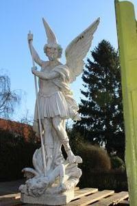 St. Michael Statue Cast Iron Weight 170 Kgs ! en CAST IRON, France 19th century