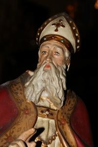 St. Nicholas en plaster polychrome, Belgium 19th century