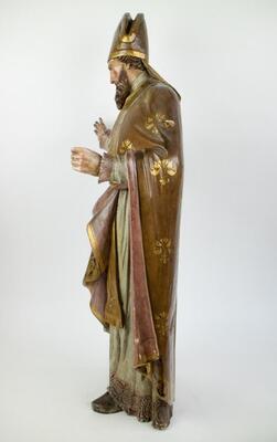 St. Nicholas Statue en Wood Polychrome, 18 th century