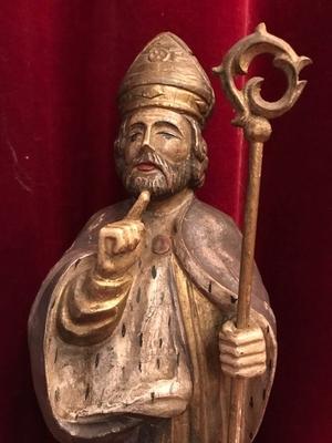 St. Nicholas Statue.  en hand-carved wood polychrome, Dutch 19th century