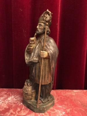 St. Nicholas Statue.  en hand-carved wood polychrome, Dutch 19th century