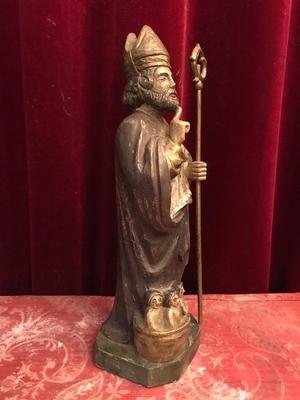 St. Nicholas Statue.  en hand-carved wood polychrome, Dutch 19th century