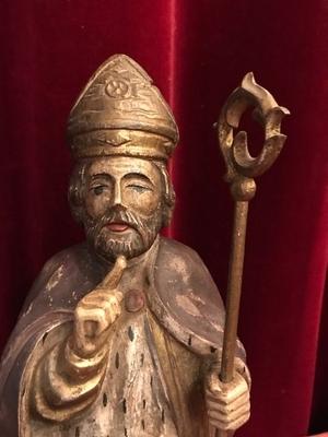 St. Nicholas Statue.  en hand-carved wood polychrome, Dutch 19th century