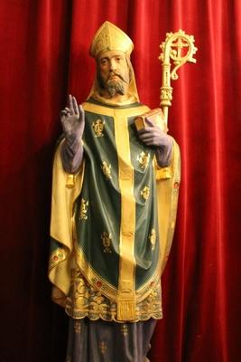 St. Patrick Statue en plaster polychrome, 19th century ( 1870)