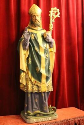 St. Patrick Statue en plaster polychrome, 19th century ( 1870)