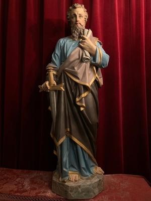 St. Paul Statue en Terra-Cotta polychrome, France 19th century ( anno 1890 )