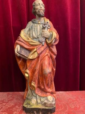 St. Peter Sculpture  en hand-carved wood polychrome, Southern Germany 20th Century
