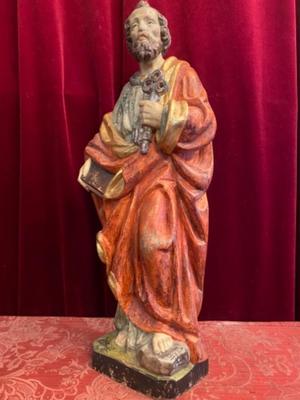 St. Peter Sculpture  en hand-carved wood polychrome, Southern Germany 20th Century