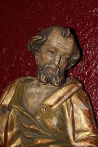 St. Petrus Statue en wood polychrome, Italy 20th century