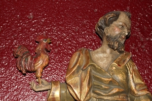 St. Petrus Statue en wood polychrome, Italy 20th century