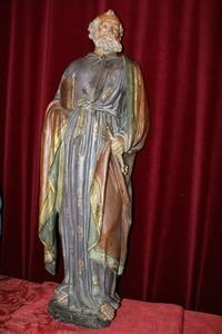 St. Petrus Statue en Terra-Cotta polychrome, France 19th century