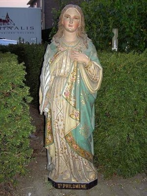 St. Philomena Statue en Terra-Cotta polychrome, FRANCE 19th century