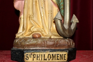 St. Philomena Statue en plaster polychrome, France 19th century