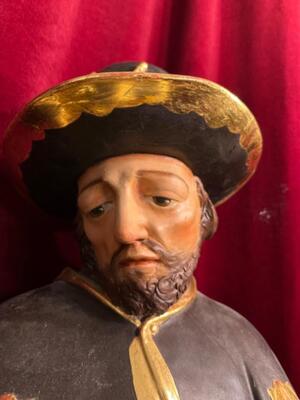 St. Roch Sculpture en Hand - Carved Wood  / Gold - Foil, Spain 19 th century ( Anno 1840 )