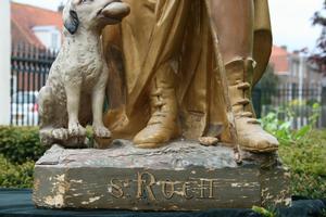 St. Rochus Statue en WOOD, FRANCE 19TH CENTURY