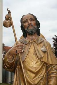 St. Rochus Statue en WOOD, FRANCE 19TH CENTURY