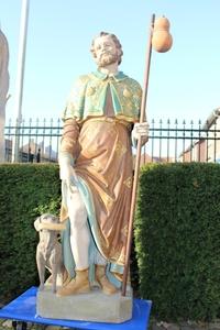 St. Rochus Statue en plaster polychrome, France 19th century