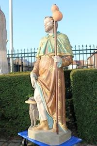 St. Rochus Statue en plaster polychrome, France 19th century