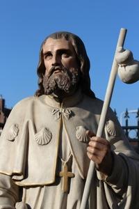 St. Rochus Statue en plaster polychrome, France 19th century