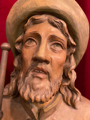 St. Rochus Statue en Carved Wood , Southern Germany 20 th century ( Anno 1925 )