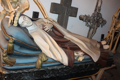 St. Theresia Statue en plaster polychrome, France 19th century