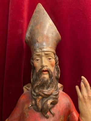 St. Urbanus  en hand-carved wood polychrome, Southern Germany 20th Century