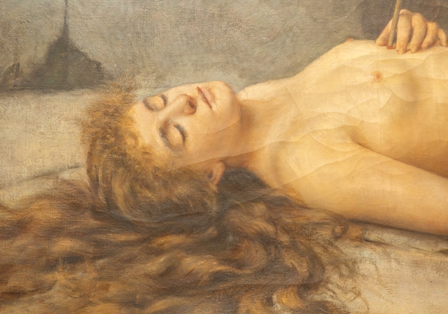 1  St.Ursula On Her Deathbed Painting Louis Justin Maurice Perrey (1856-1904)